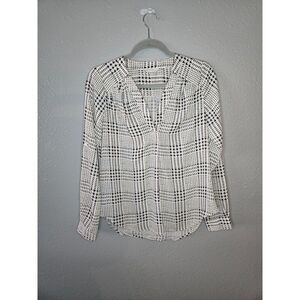 41 Hawthorn Women's Black and White Houndstooth Blouse Size Small